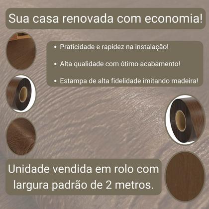 Imagem de Piso Vinílico Em Manta PVC 0,7mm Antiderrapante 50m² Imita Madeira Semi-Brilhoso
