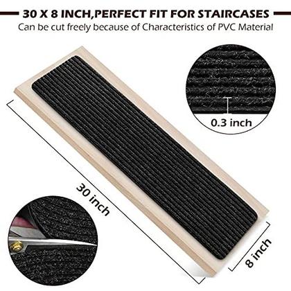 Imagem de Pisos de escada de tapete de formiga para passos de madeira anti-deslizamento interior 14pcs 8x30inch Escadaria Treads Tapete Anti Slip para Cães, Anciãos, Corredores de Escada Kids para Degraus de Madeira Almofadas de Escadas Tapetes Cobre Almofadas de