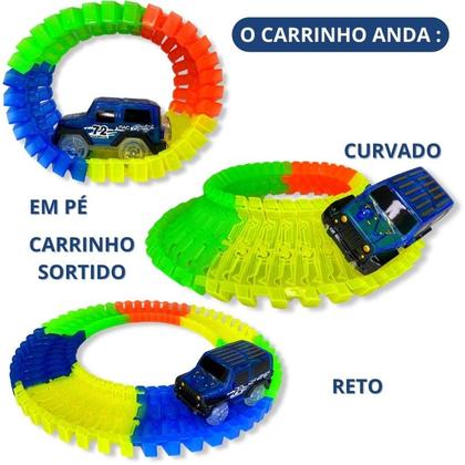 Imagem de Pista Com Carrinho Led Trilha Maluca P/montar 56 Peças Loop