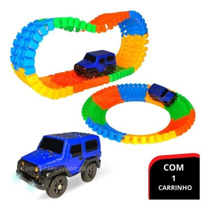 Imagem de Pista Com Carrinho Led Trilha Maluca P/montar 56 Peças Loop