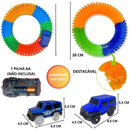 Imagem de Pista Com Carrinho Led Trilha Maluca P/montar 56 Peças Loop