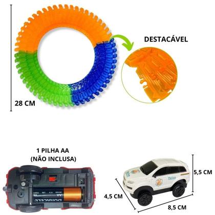 Imagem de Pista Com Carrinho Led Trilha Maluca P/montar 56 Peças Loop