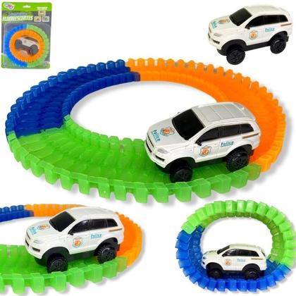 Imagem de Pista Com Carrinho Led Trilha Maluca P/montar 56 Peças Loop