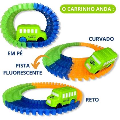 Imagem de Pista Com Carrinho Led Trilha Maluca P/montar 56 Peças Loop