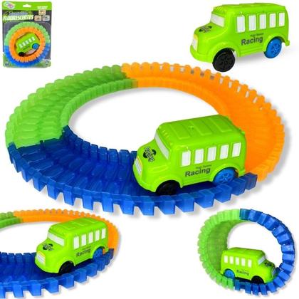 Imagem de Pista Com Carrinho Led Trilha Maluca P/montar 56 Peças Loop