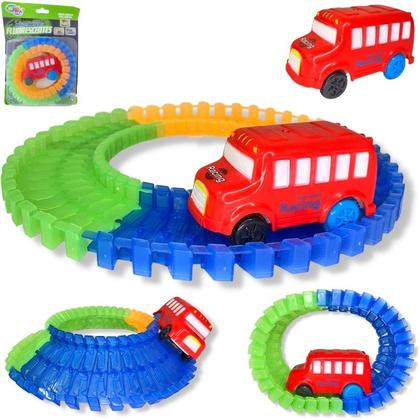 Imagem de Pista Com Carrinho Led Trilha Maluca P/montar 56 Peças Loop