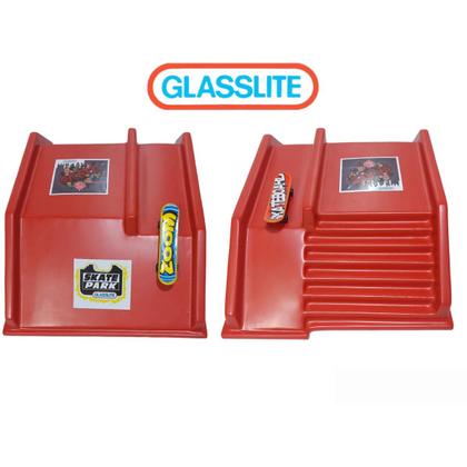 Imagem de Pista com skate dedo (rampa) corrimão vermelha glasslite