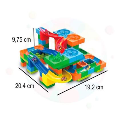 Imagem de Pista de Blocos de Montar Labirinto de Bloco com Bolinhas de Gude 128 Pçs e 56 Pçs Block Play