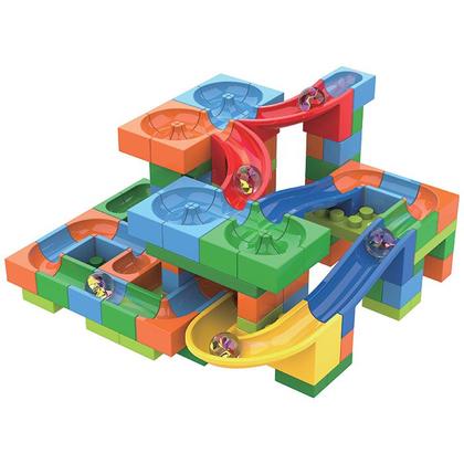 Imagem de Pista de Blocos de Montar Labirinto de Bloco com Bolinhas de Gude 128 Pçs e 56 Pçs Block Play