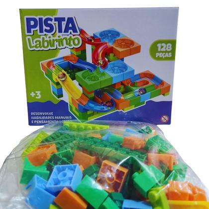 Pista de Bolinhas de Gude Labirinto 128p Blocos de Montar Brinquedo ...