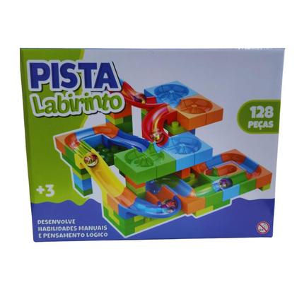 Pista de Bolinhas de Gude Labirinto 128p Blocos de Montar Brinquedo ...
