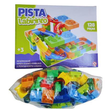 Pista de Bolinhas de Gude Labirinto 128p Blocos de Montar Brinquedo ...