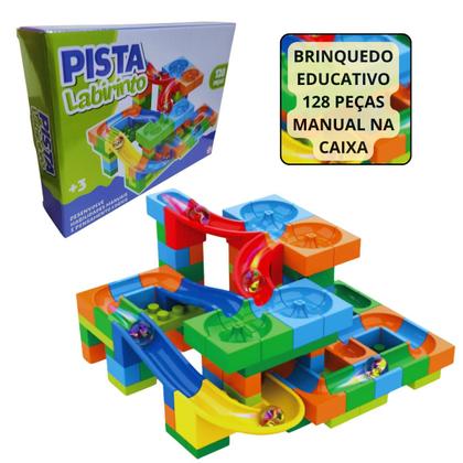 Pista de Bolinhas de Gude Labirinto 128p Blocos de Montar Brinquedo ...