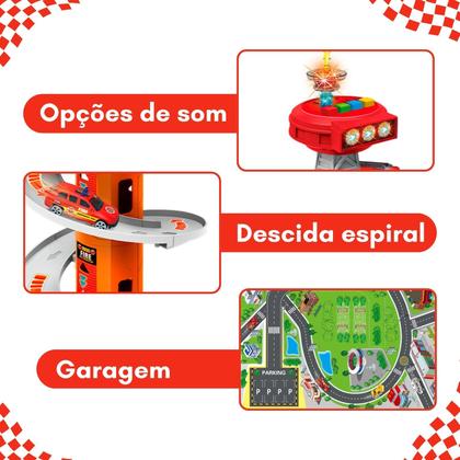 Imagem de Pista de Carrinho Infantil Luz e Som Garagem com 3 Carrinhos Inclusos