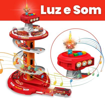 Imagem de Pista de Carrinho Infantil Luz e Som Garagem com 3 Carrinhos Inclusos