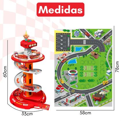 Imagem de Pista de Carrinho Infantil Luz e Som Garagem com 3 Carrinhos Inclusos