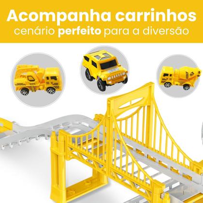Imagem de Pista de Carrinhos Construção 180 Peças Brinquedo Infantil com Carrinho que Anda Sozinho
