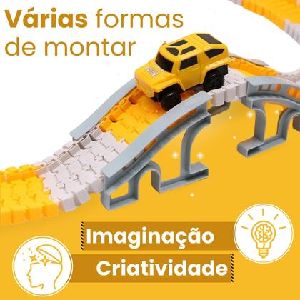 Imagem de Pista de Carrinhos Construção 180 Peças Brinquedo Infantil com Carrinho que Anda Sozinho