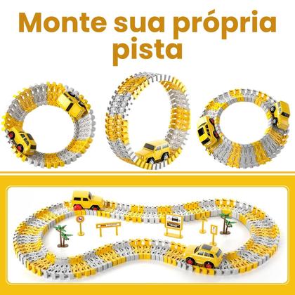 Imagem de Pista de Carrinhos Construção 180 Peças Brinquedo Infantil com Carrinho que Anda Sozinho