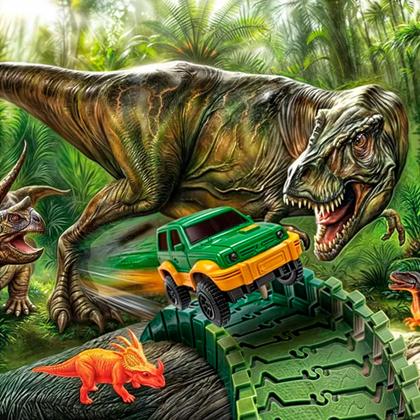 Imagem de Pista de Carrinhos de Dinossauros Corrida Racer Ramp Carro Brinquedo Circuito Turbo Radical Run - Dony Toys