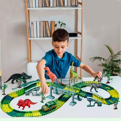 Imagem de Pista de Carrinhos de Dinossauros Corrida Racer Ramp Carro Brinquedo Circuito Turbo Radical Run - Dony Toys
