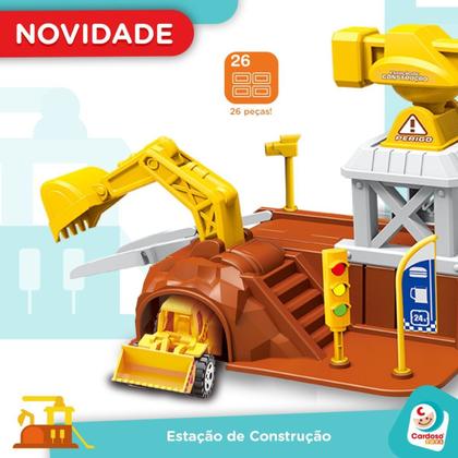 Imagem de Pista De Carrinhos Estação De Construção Infantil 26 Peças