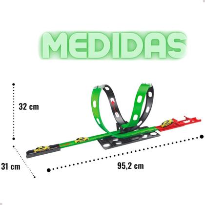Imagem de Pista de Corrida com Lançador Carrinho Infantil Duplo Looping 360 Brinquedo Criança Diversão