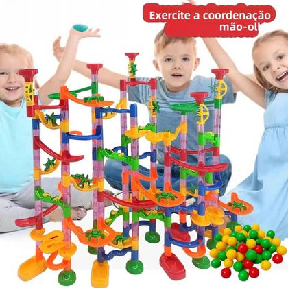 Imagem de Pista de Corrida de Mármore para Crianças - Blocos de Construção 3D DIY com Labirinto de Bola