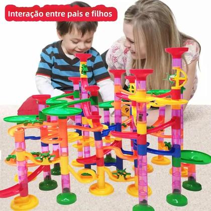 Imagem de Pista de Corrida de Mármore para Crianças - Blocos de Construção 3D DIY com Labirinto de Bola