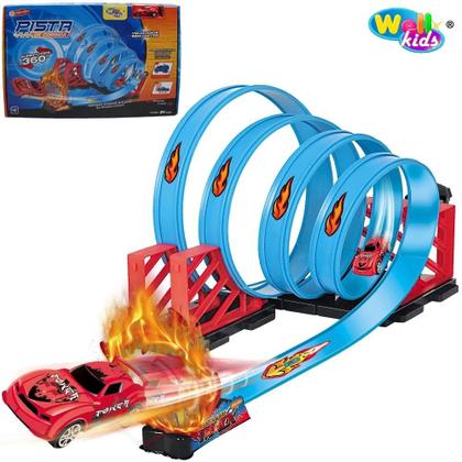 Imagem de Pista De Corrida Super Loops 360 com Carrinho Fricção Fire Track 24 Pcs