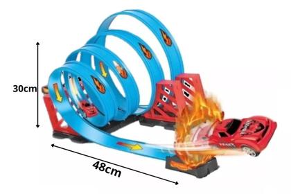 Imagem de Pista De Corrida Super Loops 360 com Carrinho Fricção Fire Track 24 Pcs