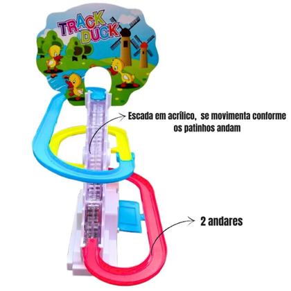 Imagem de Pista de Pato patinhos Escorregador Divertida Com 3 Filhotes Luzes e Sons