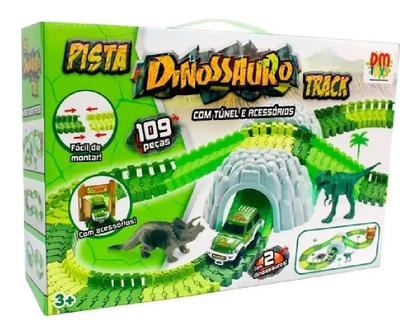 Imagem de Pista Dinossauro com Tunel e Acessorios 109 peças carrinho