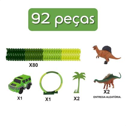 Imagem de Pista Dinossauro Looping Carrinhos Circuito com Looping 92 Peças