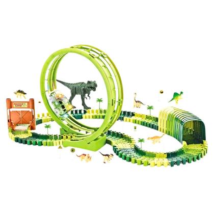 Imagem de Pista Dinossauro Track com Looping e Acessorios 119 Pecas DM Toys Carrinho com Luz 7 Mini Dinos