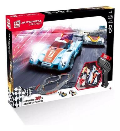 Imagem de Pista Elétrica Soma Racer Com 2 Carrinhos Racing Cars - 3 Metros de Comprimento - Auto Pista - SM02