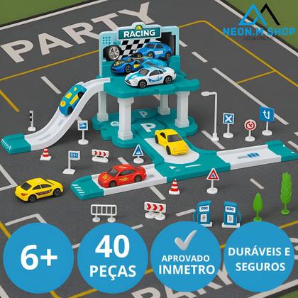 Imagem de Pista Estacionamento Garagem De Carros De Corrida 40 Peças