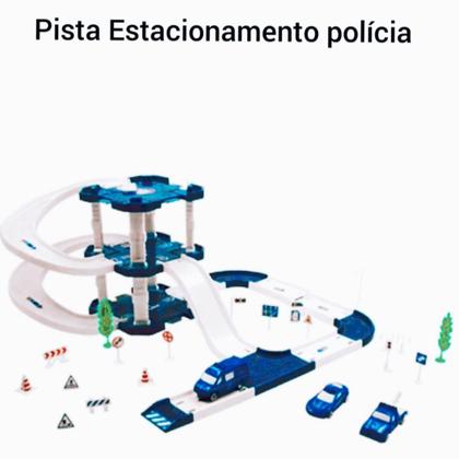 Imagem de Pista Garagem Policia 3 Andares e estacionamento de Carrinhos, Vem com 3 Carrinhos - Brinquedo Infantil