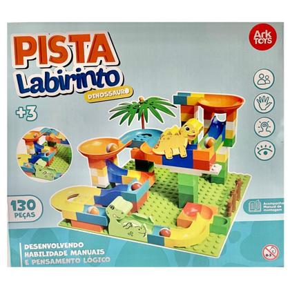 Imagem de Pista Labirinto Dinossauro, 130 Peças Coloridas