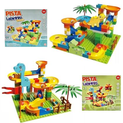 Imagem de Pista Labirinto Dinossauro, 130 Peças Coloridas