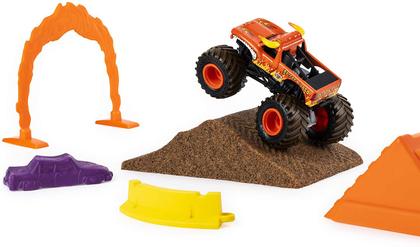 Pista Monster Jam - Playset Deluxe c/ 453 g de Areia Mágica2