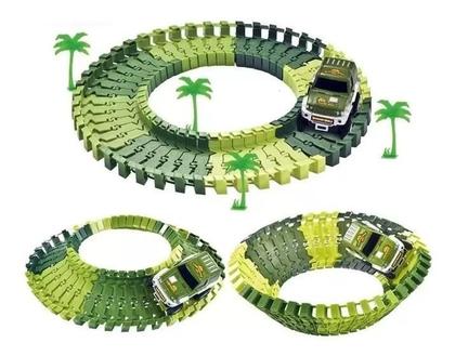 Imagem de Pista Trilho Track Carro Hot Weel Carrinho Dinossauro 52 Pç