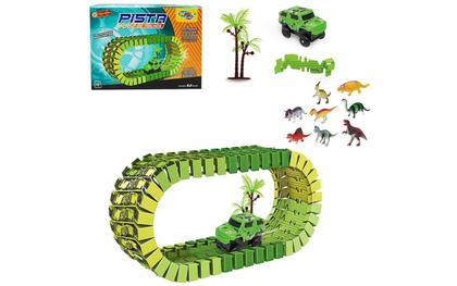 Imagem de Pista Trilho Track Carro Hot Weel Carrinho Dinossauro 52 Pç