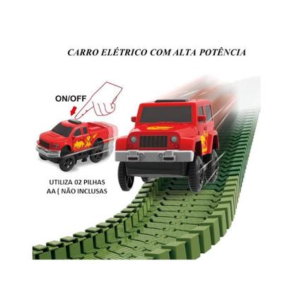 Imagem de Pista Trilho Track Carro Hot Weel Carrinho Dinossauro 52 Pç