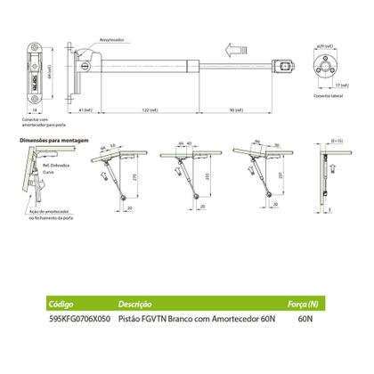 Imagem de Pistão a Gás Branco com Amortecedor FGVTN