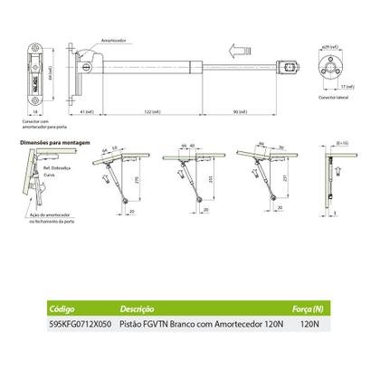 Imagem de Pistão a Gás Branco com Amortecedor FGVTN