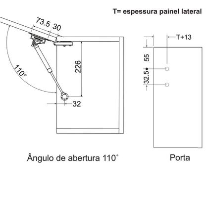 Imagem de Pistão A Gás  Com Amortecedor- Abre Para Cima- Hafele -Com Fechamento Suave