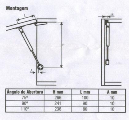 Imagem de Pistão A Gás Força Normal com Amortecedor para Móveis Armário Porta Basculante 50N Bigfer