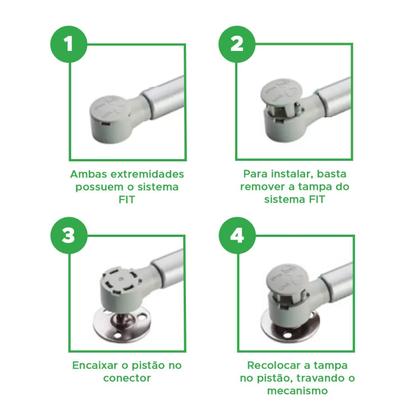 Imagem de Pistão Amortecedor A Gás Para Móveis Armários 120N - Prata