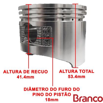 Imagem de Pistão Original Branco STD 68mm Com Pino Motores Gasolina 5.5 HP Sem Anéis Buffalo Vulcan Toyama Lintec Honda